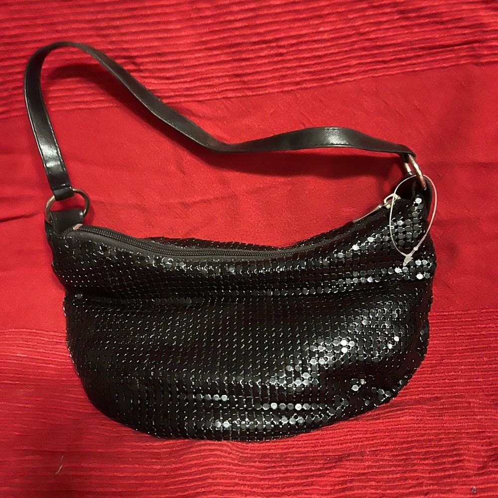 Black Sequin Shoulder Bag